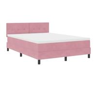 Velluto rosa con testiera regolabile LED integrato 160 x 200 cm