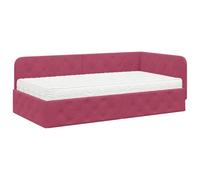 Velluto salvaspazio Design a L Letto angolo 100x200 cm Rosso vino