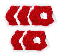 Velluto Scrunchy Rosso e Bianco 5 Pezzi per Chioma Natalizi | Morbida Texture in Velour, Tiene Raccolti Trecce e Code, per Bambine e Ragazze