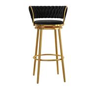 Velluto sgabelli Bar Barba Cucina Girevole in Tessuto con Base d'oro per la Cucina/Bar/Sala da Pranzo, (75 cm Neri)