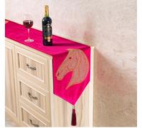 Velluto Tavolo Runner Cuscino Letto Tovaglietta Cavallo Testa Strass Arredo Casa