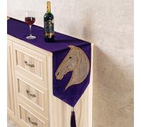 Velluto Tavolo Runner Cuscino Letto Tovaglietta Cavallo Testa Strass Arredo Casa