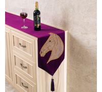 Velluto Tavolo Runner Cuscino Letto Tovaglietta Cavallo Testa Strass Arredo Casa