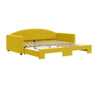 Velluto Trasformabile 2 in 1 Letto Estraibile Giallo 100x200 cm | Divano Letto 2 Posti con Letto Estraibile Giallo Velluto 100x200 cm Struttura Legno Salotto Camera