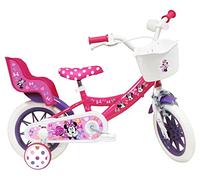 Vélo ATLAS Bambini 12', Bicicletta Disney Minnie 1 Freno, portabambole, Cestino Anteriore e stabilizzatori, Rosa