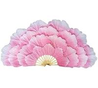 Velo da Danza in Seta, ventaglio for spettacoli Nazionali, ventaglio con Fiori di peonia da 85 cm, ventaglio con Petali bifacciali, Accessorio for Danza di Gruppo sul palco, 1 Pezzo(Pink)