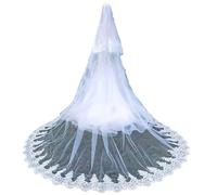 Velo da Sposa a 2 Strati Veli da Sposa Lunghi in Pizzo con Paillettes con Pettine for Copricapo da Sposa di Fidanzamento(300cm)