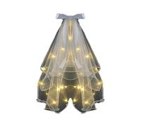 Velo da sposa a LED con fiocco, alimentato a batteria, accessorio per capelli da sposa (è necessario portare la propria batteria), luce calda