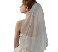 Velo da sposa accattivante con accenti di perle, copricapo in tessuto trasparente, design leggero per acconciature nuziali per interni ed esterni, riutilizzabile