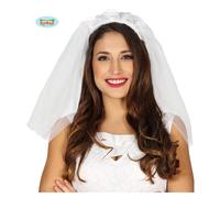 Velo Da Sposa Bianco con Cerchietto Tulle E Rose per Addio al Nubilato