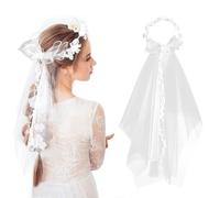 Velo da sposa con corona di fiori, elegante perle, per matrimonio, velo da sposa, per addio al nubilato, accessorio per matrimonio