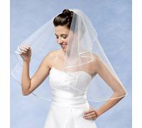 Velo da sposa con orlo in raso/bordo in raso e pettini bianco
