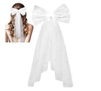 Velo da sposa con perla, velo da sposa con fiocco di perline, fiocco per capelli da damigella d'onore, velo da sposa con fermaglio per capelli, nubilato