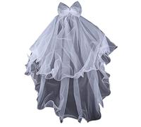 Velo da sposa con pettine per bambini accessori per capelli per ragazze 2 fiocchi abbellimento puntelli per foto veli per bambini