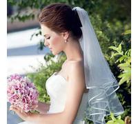 Velo da sposa corto in tulle a due strati con pettine Velo da sposa bianco avorio per la sposa per il matrimonio Accessori da sposa-avorio