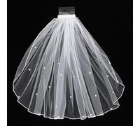 Velo da sposa corto per addio al nubilato, velo da sposa con pettine Velo da sposa con perle bianche per donne, velo da sposa, fascia per capelli, accessori per capelli da sposa, decorazione per feste