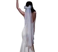 Velo da sposa corto per la sposa Velo con fiocco bianco Velo per addio al nubilato Copricapo Evento di fidanzamento Velo formale Copricapo-semplice