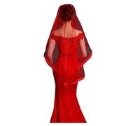 Velo da sposa da donna, velo festivo in tulle, accessorio per capelli, rosso