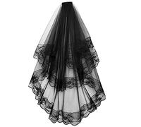 Velo da sposa da sposa, elegante velo da sposa in pizzo con bordo in raso doppio strato corto da sposa con pettine per la festa serale, damigelle d'onore della sposa, 80 cm