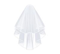 Velo da sposa, doppio strato di raso - rifinito, bianco, primo strato circa 60 cm, secondo strato circa 80 cm, ideale per il giorno del matrimonio, velo da sposa, doppio strato di raso - rifinito
