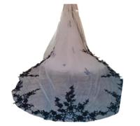 Velo Da Sposa for La | Lungo pizzo nero applicazioni floreali velo da sposa cattedrale sposa(Pure White-Off White,230cm)