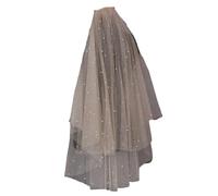Velo da Sposa Goccia Veli da Sposa 2 Livelli Perle Morbido Tulle con Perline con Copertura a Pettine Accessori da Sposa for Il Viso for la Sposa(Gold,200cm)