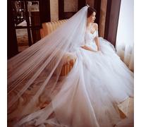 Velo da sposa lungo 3 metri Velo da ponte a soffietto a un piano Soft Tulle