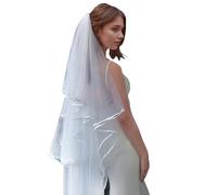 Velo da sposa multistrato 150 cm veli in tulle copricapo per sposa con pettine invisibile per capelli per occasioni speciali Clip per abito da sposa copricapo, bianco, Taglia unica