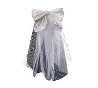Velo da sposa, Velo bianco fiocco in raso velo di perle accessori for capelli da sposa maglia morbida filato corto accessori for capelli da sposa semplice