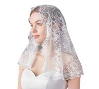 Velo da testa in pizzo per la testa latina di massa, sciarpa, copertura per la doccia nuziale, per eventi religiosi e feste di raduno accessori da sposa, bianco, Taglia unica