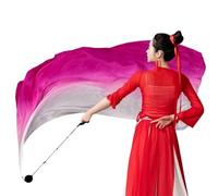 Velo di seta da ballo, bandiere colorate in seta con palla Poi | Stelle filanti Poi Ball | l Nastro di seta | con bandiera in colori graduali | Arti di flusso uniche per la danza e la pratica