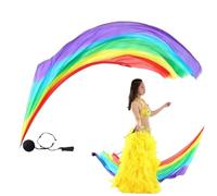 Velo di seta da ballo, bandiere colorate in seta con palla Poi | Stelle filanti Poi Ball | l Nastro di seta | con bandiera in colori graduali | Arti di flusso uniche per la danza e la pratica