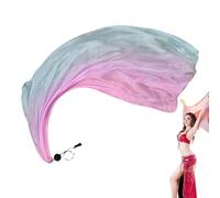 Velo di seta per danza del ventre con sfera Poi - Bandiera in chiffon sfumato 200x80 cm | Sciarpa rotante, velo da danza a sette colori, accessorio per prestazioni di flusso yoga
