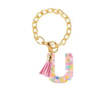 Velo fascia con ciondolo a forma di lettera per tazza, 1 pezzo, portachiavi iniziale, charm per tazza, ciondolo con nome personalizzato per donne e ragazze, fascia sottile (U, taglia unica)