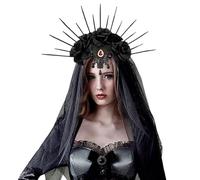 Velo in pizzo nero - Fascia per capelli da sposa di Halloween, accessorio gotico per capelli, design elegante | Party Cosplay costume addio al nubilato vestiti per ragazze donne foto evento