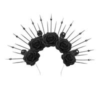 Velo Lungo Nero con Fiori Neri Cerchietto per di Halloween Velo Sposa Gotico Accessori per Feste per Il Giorno dei Morti Accessorio per in Maschera