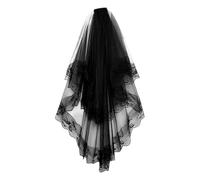 Velo Nero per Sposa Pettinino Floreale Gotico Corto con Pettine