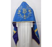 Velo Omerale Blu Con Ricamo IHS