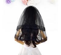 Velo per bambini Doppio strato Velo di pizzo nero Breve cosplay Velo da sposa