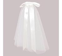 Velo per capelli corti con fermagli per feste di nozze, da sposa, da donna, in tulle, con fiocco, carino, dolce, accessorio per capelli, velo da sposa, avorio