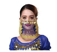 Velo Per Danza Del Ventre Accessori for la danza della maschera con perline di velo for il viso di danza del ventre da donna Velo Per La Faccia Di Danza Del Ventre(Blue)