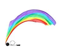 Velo per danza del ventre, sciarpa di seta Poi Streamer | Nastro colorato con bandiera | Elegante velo di seta dai colori graduali per pratica di arte del flusso, culto, accessorio per performance