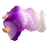 Velo per Danza del Ventre Veli da Danza del Ventre in Vera Seta da Donna, Colore Arcobaleno, 2 Pezzi(Color 11,XL-230cm-1pair(2pcs))