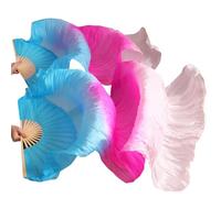 Velo per Danza del Ventre Veli da Danza del Ventre in Vera Seta da Donna, Colore Arcobaleno, 2 Pezzi(Color 21,XL-230cm-1pair(2pcs))