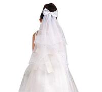 Velo per prima comunione, fascia per capelli con fiocco in rete bianca per bambine e ragazze, velo da sposa