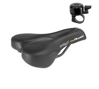 Velo Plush Basic Deep Channel M - Sella da touring, colore nero, con campanello per bicicletta