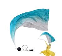 Velo Poi seta, bandiere da danza con palle oscillanti, colore sfumato velo per danza del ventre, bandiere di culto per chiesa, pancia, spettacoli tribali
