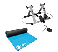 Velo Pro Turbo Trainer e tappetino per esercizi, resistenza variabile, magnetico, per bici da strada e mountain bike, supporto per cyclette fisse - Real Road Feel - Ruote da 66 a 71 cm - Grigio
