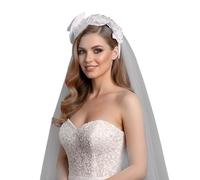 Velo trasparente per la punta delle dita, crema, 100 cm | Elegante velo da sposa trasparente con cerchietto per un uso comodo e sicuro tutto il giorno