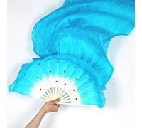 Velo Ventaglio,Ventagli Veli Danza del Ventre, Party Belly Dance Professional Riutilizzabile Costume Portatile Costume Stage Accessori Colorati Ventola Lunga Velo Velo(Blue)